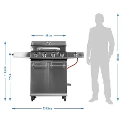 Plynový gril dragon BBQ201, 18,8 kW, strieborný