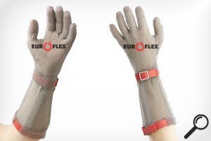 Kovová pletená rukavica EUROFLEX, manžeta 15 cm