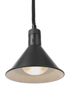 Lampa na ohrev jedál – Hendi, závesná, kužeľová, čierna, 230V/250W, ø275x(V)250mm