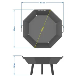 Záhradné ohnisko o 70 cm - osemuholníkový tvar