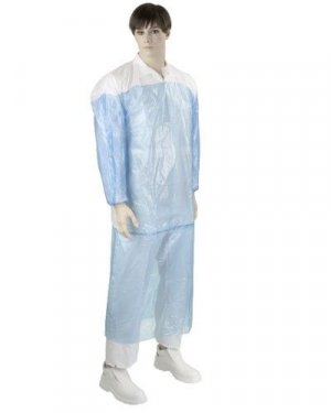 Llaboratórny plášť, bielo / modrý, balenie 10 ks