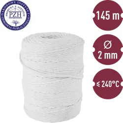 Šnúrka na mäso biela bavlnená, (240°C) 145 m