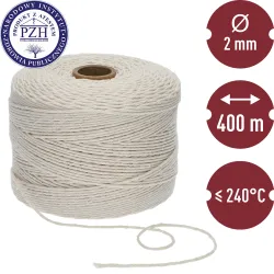 Biela bavlnená šnúrka na klobásy (240°C) 400 m / 500 g