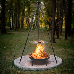Trojnožka na táborák s roštom, 150 cm