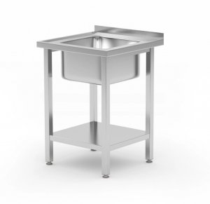 Hendi stôl s jednokomorovým drezom uprostred Budget Line, 600x600x850 mm