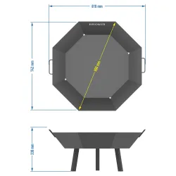 Záhradné ohnisko ø 80 cm - osemuholníkový tvar