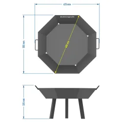 Záhradné ohnisko o 60 cm - osemuholníkový tvar