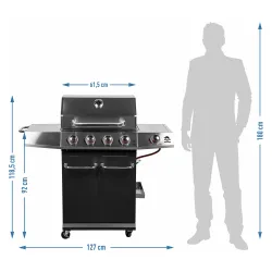 Plynový gril dragon BBQ101, 11,7 kW, čierny a strieborný